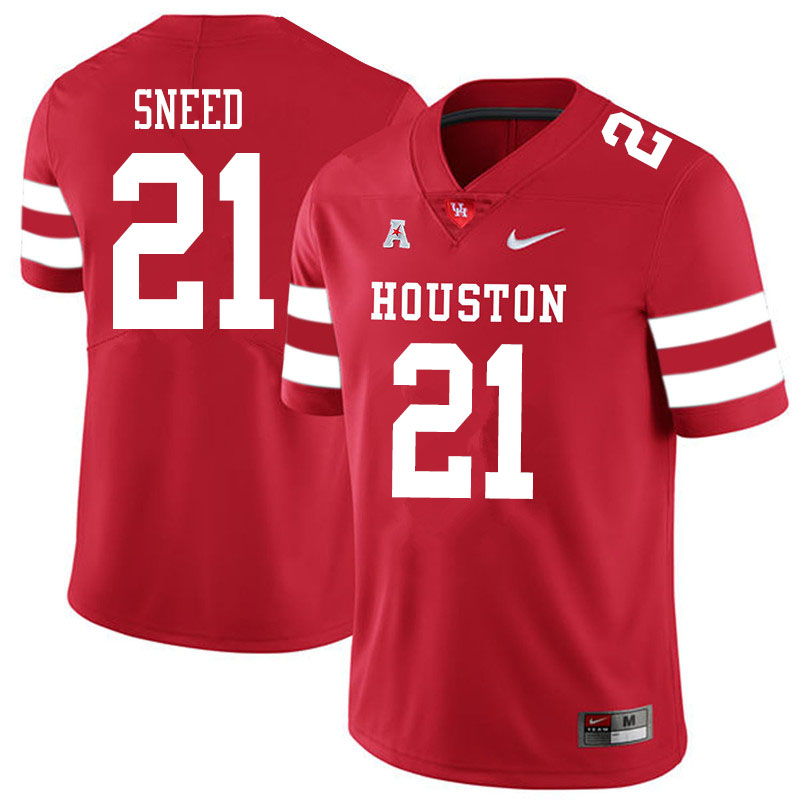 Men #21 Stacy Sneed Houston Cougars College Football Jerseys Sale-Red